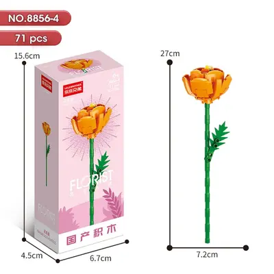 Building block flower educational puzzle children assembly toy bouquet decoration model girl puzzle rose gift - 10