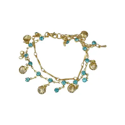 Blaues Diamant-Muschelarmband und Halskettensatz - 6