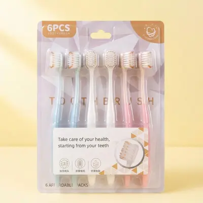 6-Pack Soft Bristle Adult Toothbrushes, Wide Head - 6