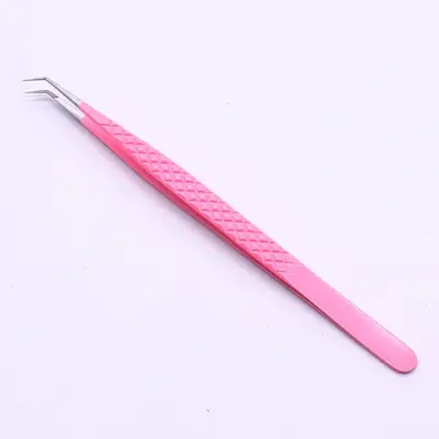 Factory supplies pink embossed fiber-tipped tweezers, fiber tips, high-precision serrated eyelash extension tweezers. - 9