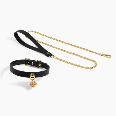 Gold Small Bell Dog Collar with Leash, Women's Pull Rope - 4