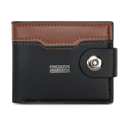 Men's Short Horizontal Leather Wallet with Magnetic Snap and Coin Pocket - 5