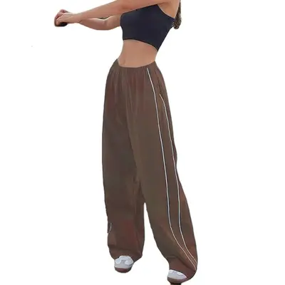 Long Casual Pants with Side Drawstrings, Elastic Waist, 2025 Summer - 12