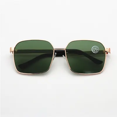 Large Square Sunglasses, Crystal Flat Lens, Full Metal Frame - 4