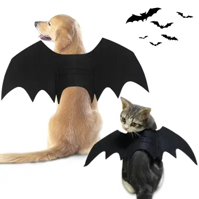 Halloween-Kostüm für Katzen und Hunde, lustiges Verkleidungskostüm mit Fledermausflügeln