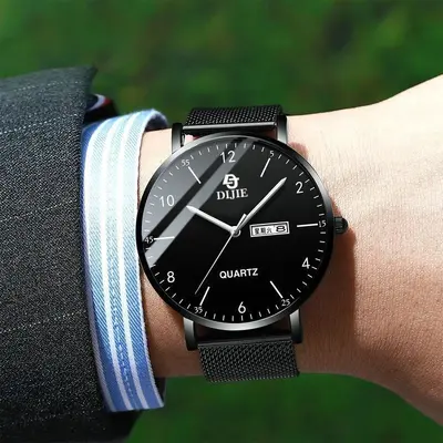 Ultra-thin calendar luminous mens quartz watch middle school student fashion waterproof watch mens watch high school student trendy