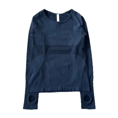 Damen Yoga Langarm-T-Shirt Rundhals hochelastisch atmungsaktiv