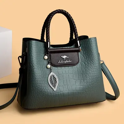Women's Large-Capacity Tote Handbag with Crossbody Strap - 10