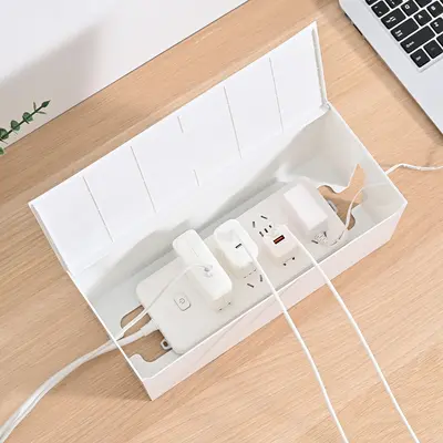 Office Study Desk Cable Organizer Box ABS with Lid Large Capacity Power Cord Storage Box Manufacturer Wholesale