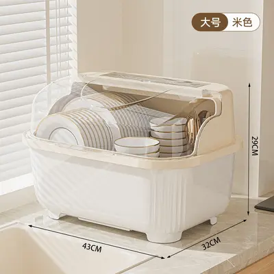 Kitchen storage box large capacity with draining rack - 9