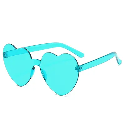 Herzförmige Bonbonfarben-Sonnenbrille, rahmenlos, einteilige Linse, Partymodell - 11