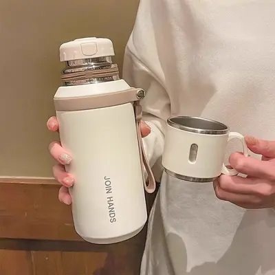 316 Paslanmaz Çelik Termos Bardak, 500 ml, Çay Süzgeçli Okul Bardağı - 5