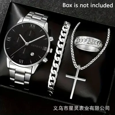 Herrenquarz-Armbanduhr mit Kalender, Stahlband - 12
