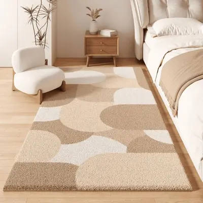 Light Luxury Bedroom Rug, Machine Washable, Wood-Look - 9