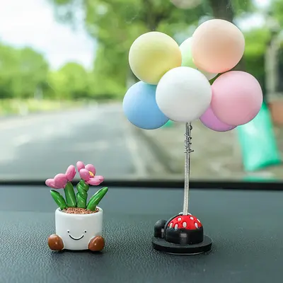 Cute Car Interior Decoration with Mini Potted Flowers - 11