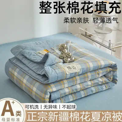 新疆棉花夏凉被A类可机洗水洗空调被春秋夏天薄被子礼品被批发 - 7