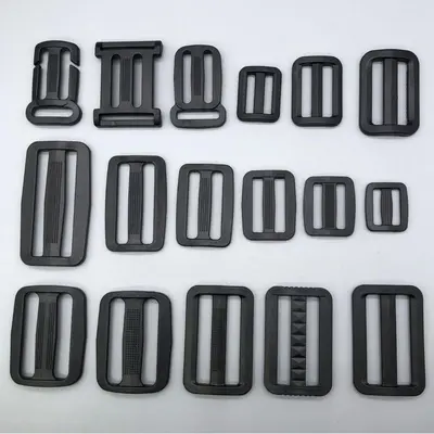Plastic Adjustable Square Buckle for Bag Straps, Black and White