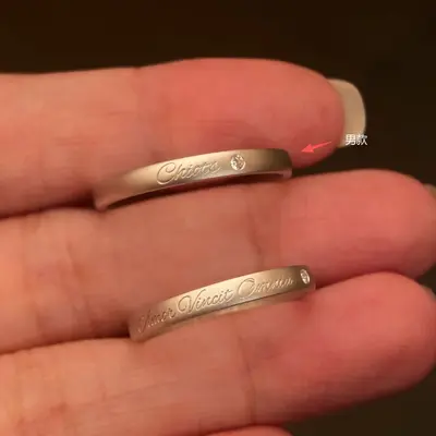爱能战胜一切素圈戒指电镀银小众设计情侣对戒百搭高级感男女指环