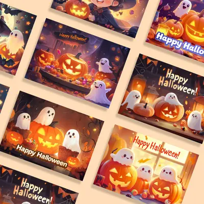 Halloween Handwritten Thank You Greeting Card, English