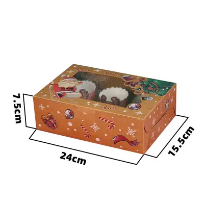 Weihnachts-Kuchenverpackungsbox für Muffins, 4, 6 oder 12 Stück - 12