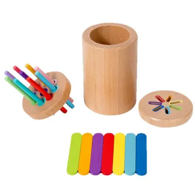Cross-border wooden children's color sorting 2-in-1 shape cognitive matching kindergarten Montessori teaching aids wooden toys - 5