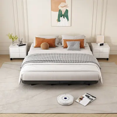 Metallbett 1,5 m 1,8 m, verstärkt, geräuscharm, Schwebedesign - 2