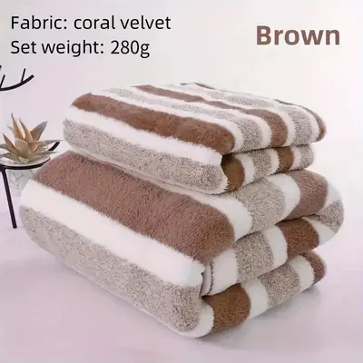 Yüksek yoğunluklu mercan polar geniş şerit banyo havlusu, baskılı emici havlu, kalınlaştırılmış büyük banyo havlusu, ihracat havlusu, Temu. - 9