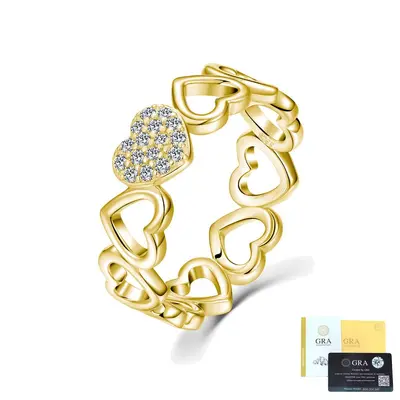 S925 Silver Heart Ring, Full Pavé VVS Moissanite, D Colour - 8