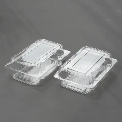 Tek kullanımlık plastik kutu, şeffaf pasta kutusu, kek şeftali kek burger salatası dikdörtgen kutu, İsviçre rulosu ambalaj kutusu - 3