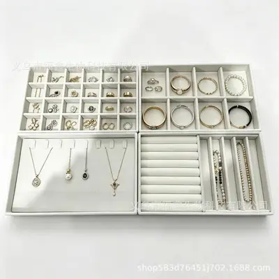 Large-Size Cross-Border Hot-Selling Jewelry Box Set Display Storage Organizer with Ring and Earring Compartments