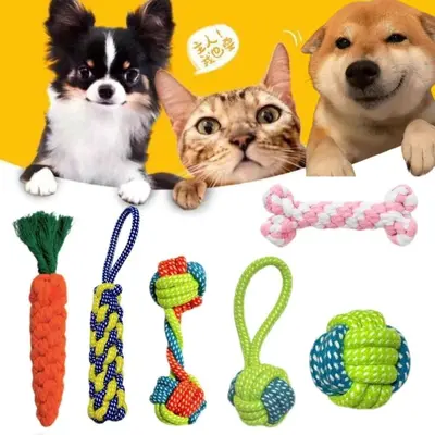 Dog Rope Toy, Durable Knot Ball Tug Rope for Puppies - 5