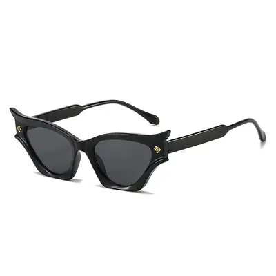 Angular Cat-Eye Sunglasses, Retro Style, Jumping-Shape Temple Detail - 7