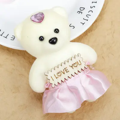 Diamond-Decorated Flocked Teddy Bear Plush Toy - 7