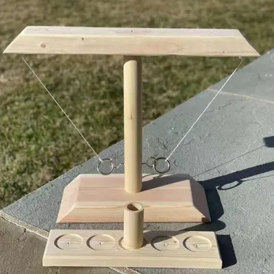 Ring Toss Games Wooden Toy Bar Family Desktop Hook and Loop Ring Toss Game - 8