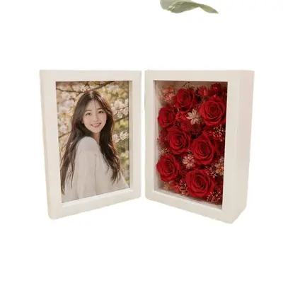 Foldable Hollow Flower Box Frame, Photo and Dried Flowers, Desk Stand