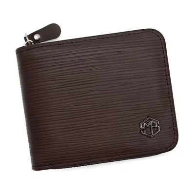 Men's Short Wallet with Zipper Coin Pocket and Chain - 7