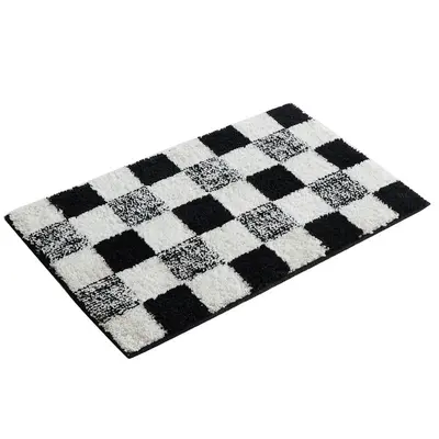 Ins Style Checkered Bath Mat, Absorbent Non-Slip Matte Bathroom Rug