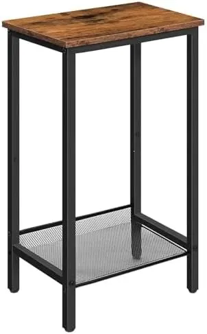 Small Side Table with Mesh Bottom Shelf, Storage Coffee Table for Bedroom and Office