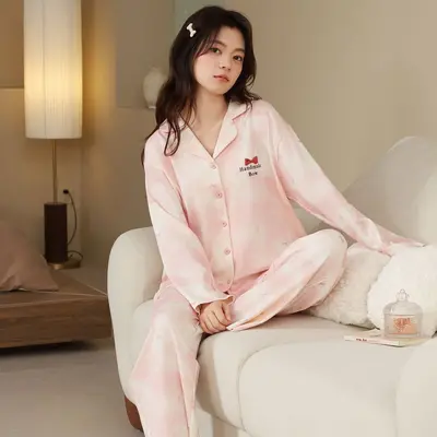Kadın Pijama Takımı, Uzun Kollu, Sonbahar Kış, Büyük Beden Ev Giysisi