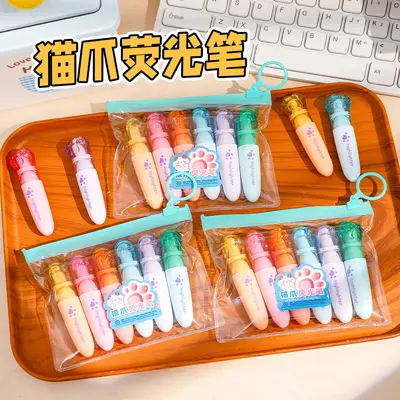 Cute Cat Paw Highlighter Set, Macaron Colours, for Students