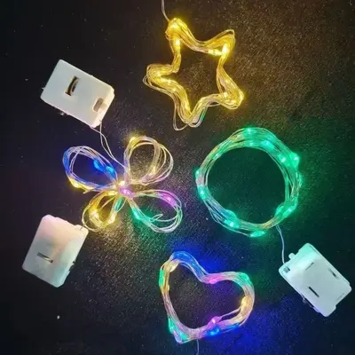 Farbige LED-Lichterketten mit frischen Blumen, Weihnachtsdekoration, Kupferdrahtlichter, LED-Lichtstreifen, bunte Lichterketten für Nachtmärkte, Marktstand-Großhandel, kleine Lichterketten