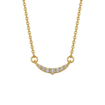 Light Luxury Zircon Smile Necklace for Women with Pavé Pendant