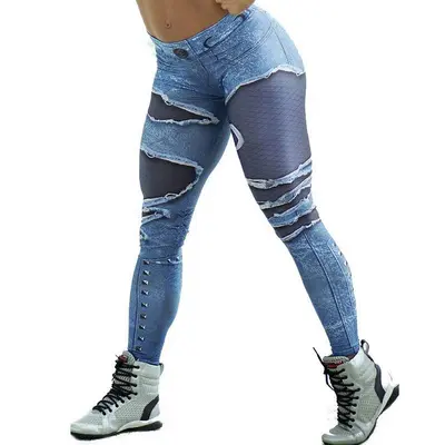 Hochtaillierte Sport-Leggings mit Wassertropfen-Print, Yogahose - 8