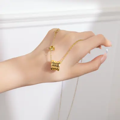 个性时尚弹簧小蛮腰钛钢项链女小众轻奢不掉色百搭锁骨链网红饰品 - 8