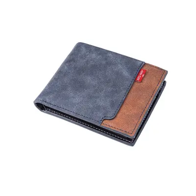 Men's Horizontal Bifold PU Leather Wallet Multi-Card Slots Color-Block Retro Style - 9