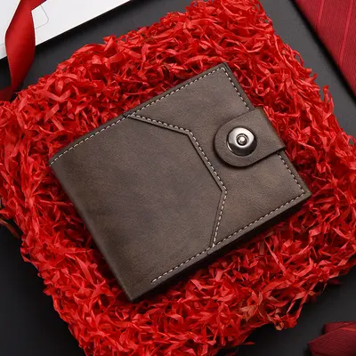 Short Men's Wallet with Button Clasp, Horizontal Style - 7