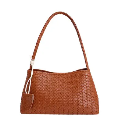 Candy Color Woven Pattern Women's Handbag and Crossbody Bag - 6