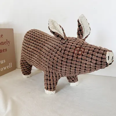 Durable Chew-Resistant Dog Plush Toy Squeaky Pig Sleep Companion - 3