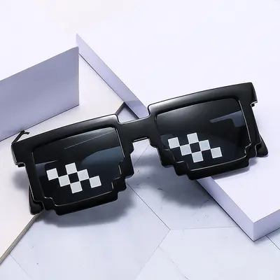 Mosaic Pixel Party Sunglasses, Black, Personalizable - 2