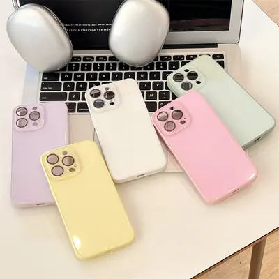 Macaron-Farben Handyhülle für iPhone 15 Pro Max, Glas, Sommer-Design